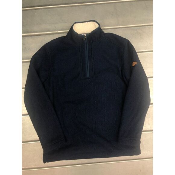 Orvis‎ Sweater Mens Small Blue Sherpa Lining Quarter Zip Pullover Hiking Cozy - Picture 1 of 9